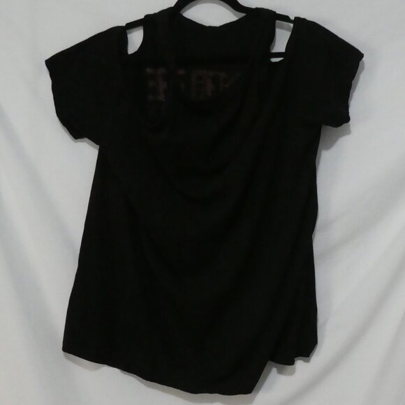 TORRID | size 1 | Black Indie Invasion Graphic T-Shirt | Cold / Cut-Out Shoulder - Picture 3 of 13